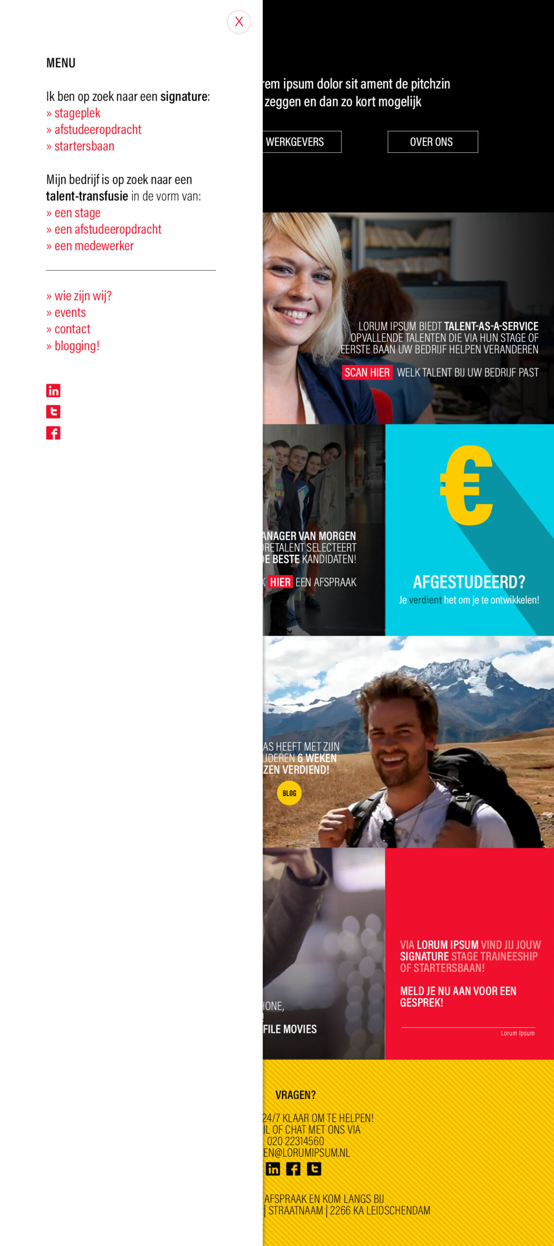 het ontwerp van de website van Yore