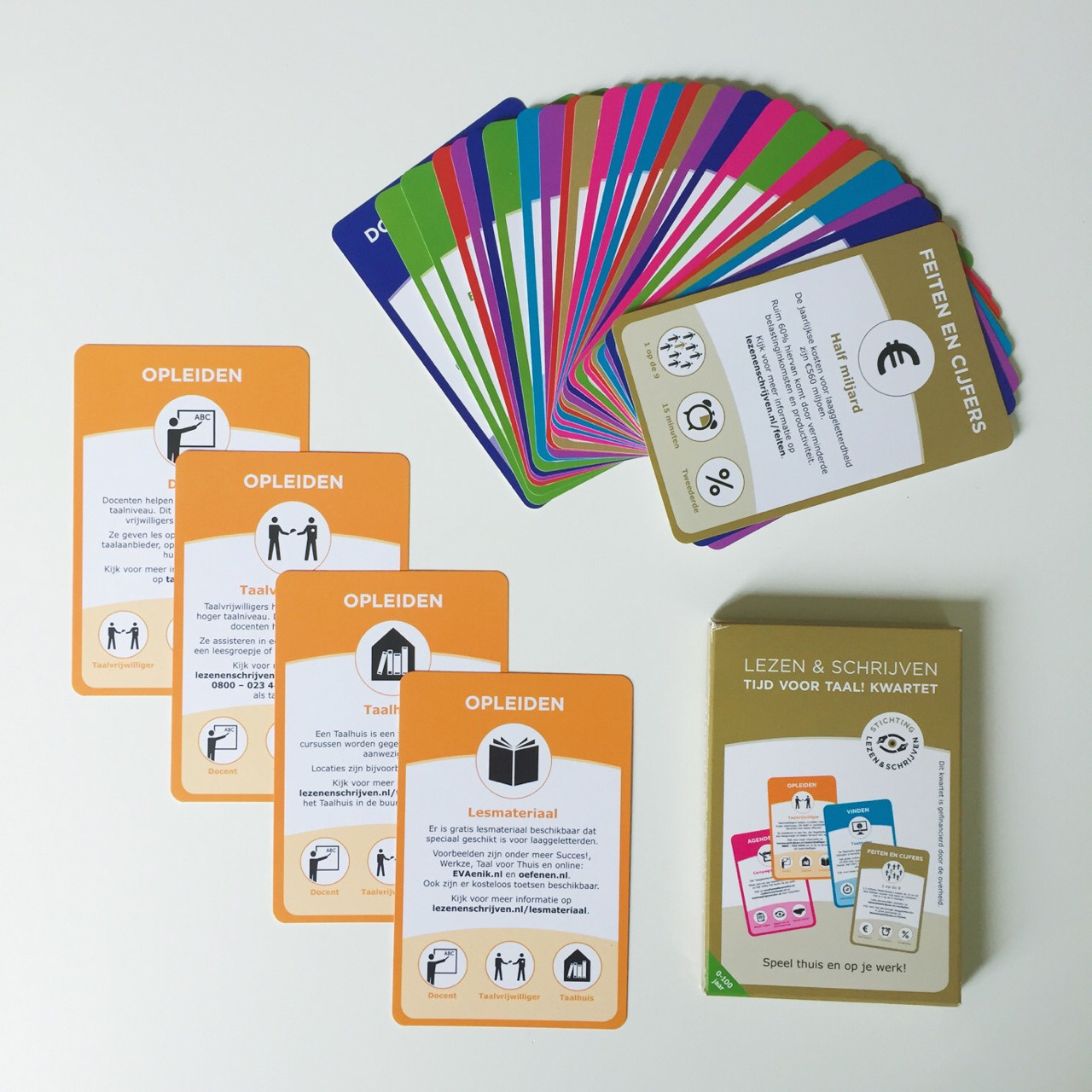 folders, flyers, kaartjes en posters in de huisstijl van Stichting Lezen en Schrijven