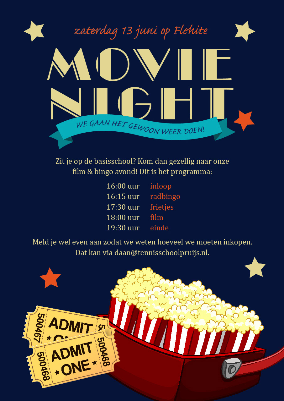 een gezellige uitnodiging voor een filmavond