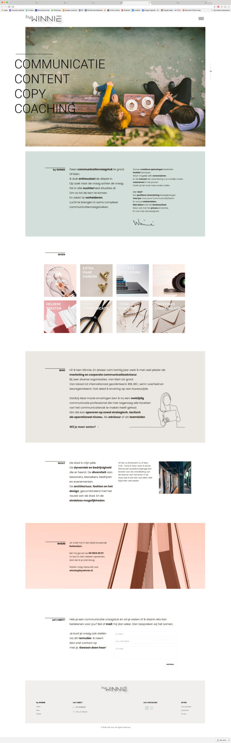 het ontwerp van de website van byWinnie