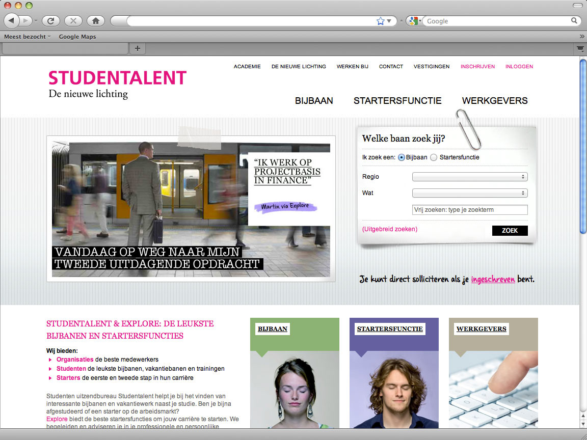 website ontwerp Studentalent